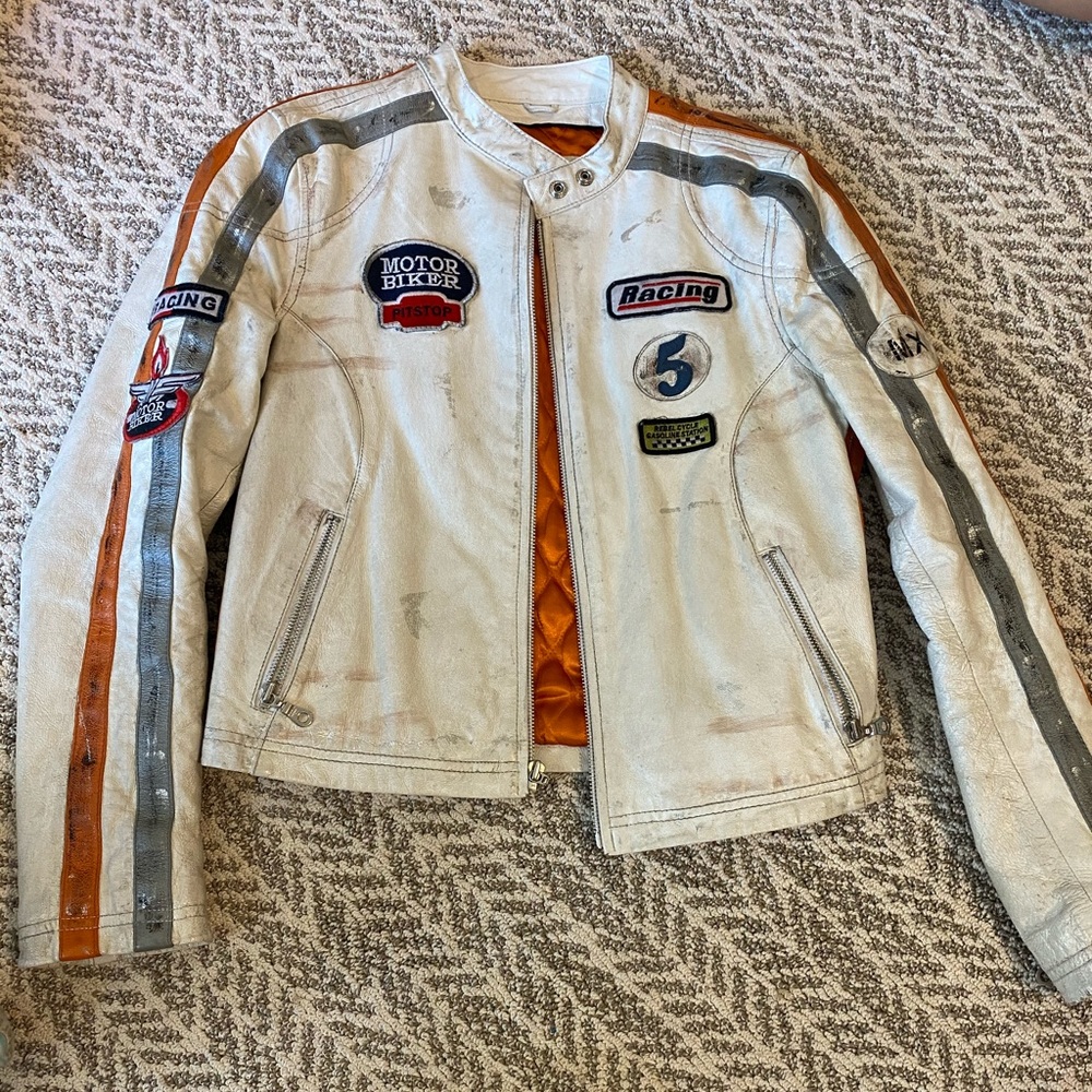 Genuine leather moto jacket
